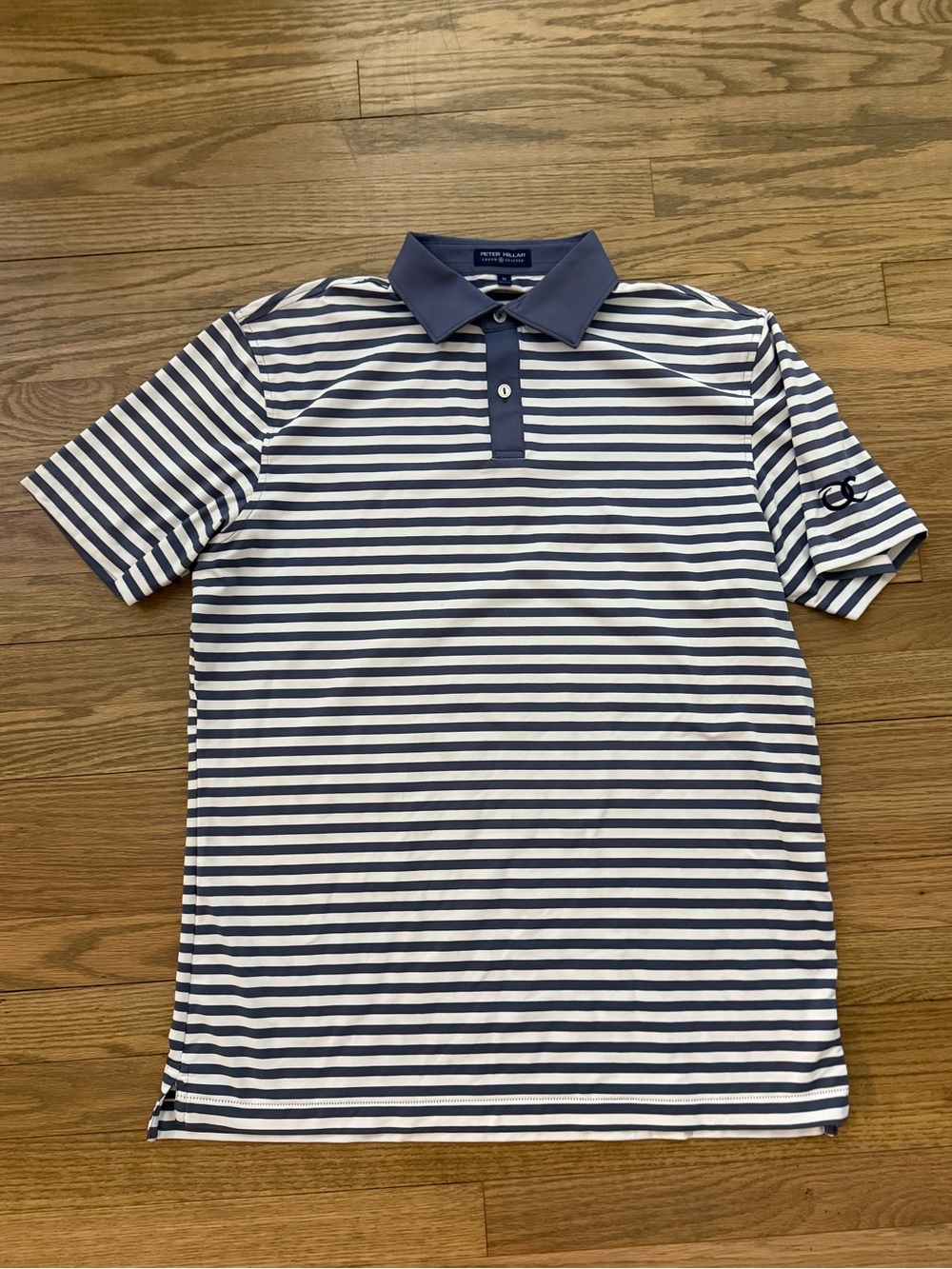 Peter Millar Navy and White Striped Polo